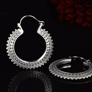 silver brass indian hoop earrings