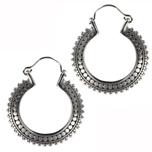 indian style hoop earrings in silver brass