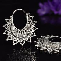 indian mandala design silver brass earrings
