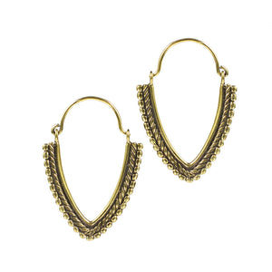 v shaped indian brass earrings