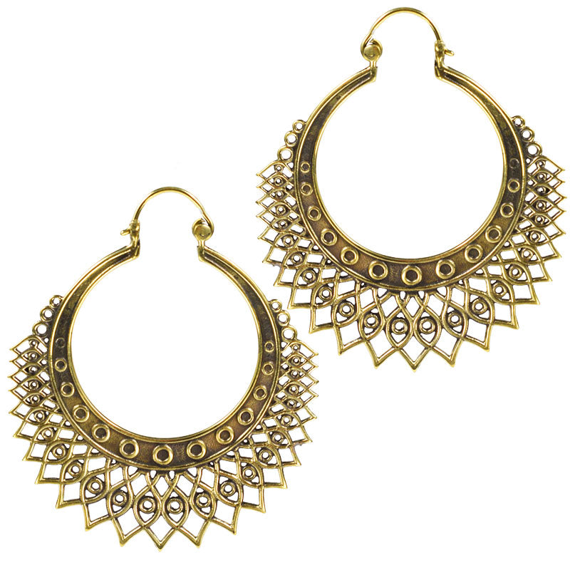 ethnic hoop earrings in brass