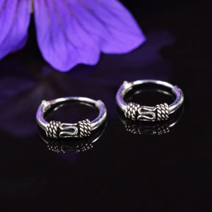 Silver Balinese Hoop Earrings Banjar