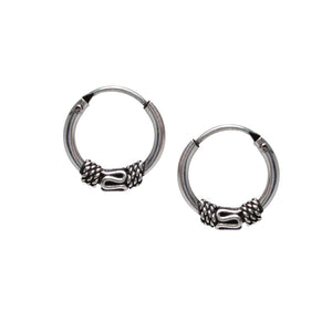 Silver Balinese Hoop Earrings 'Banjar'