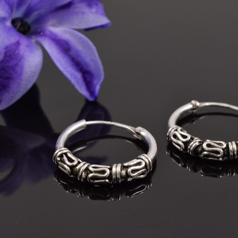 Bali Silver Hoop Earrings Nikita