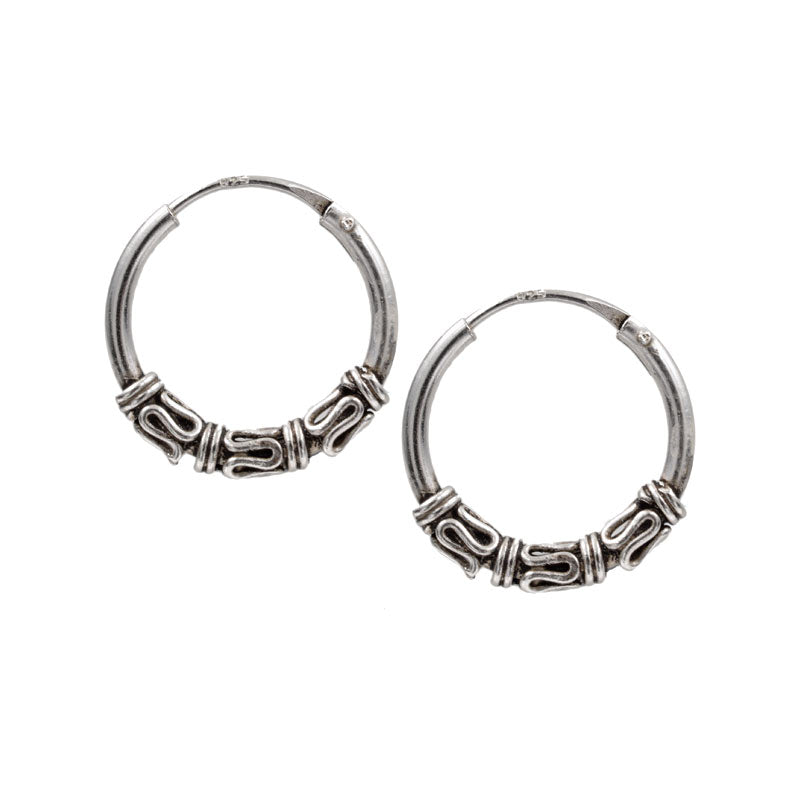 Silver Bali Hoop Earrings 'Nikita'