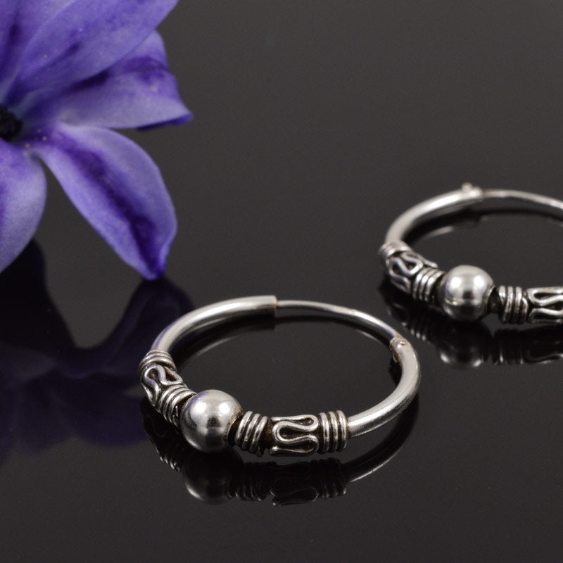 Silver Bali Hoop Earrings Suki