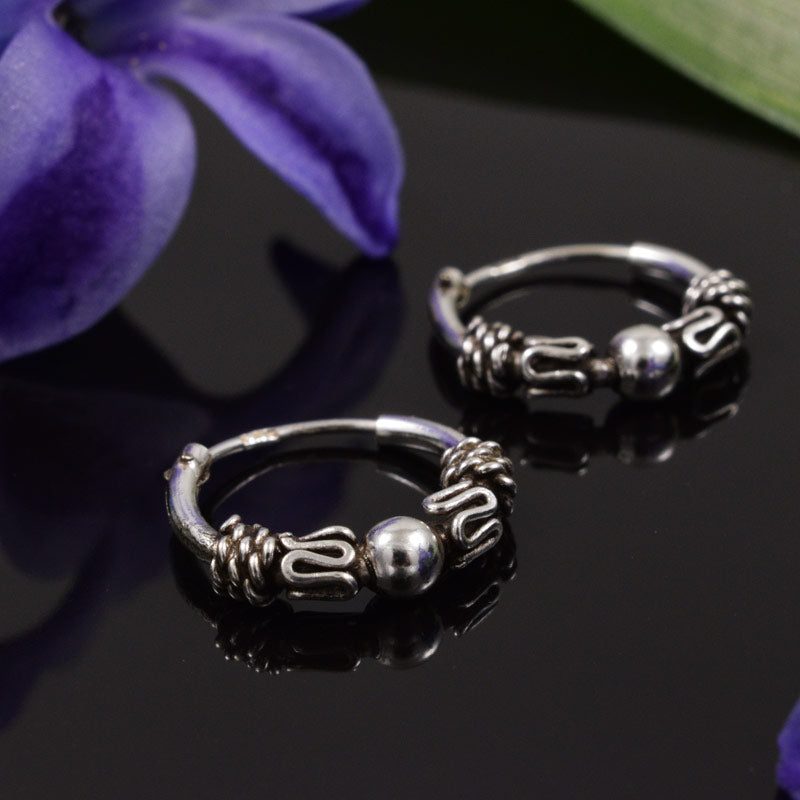Bali Silver Hoop Earrings Dasa