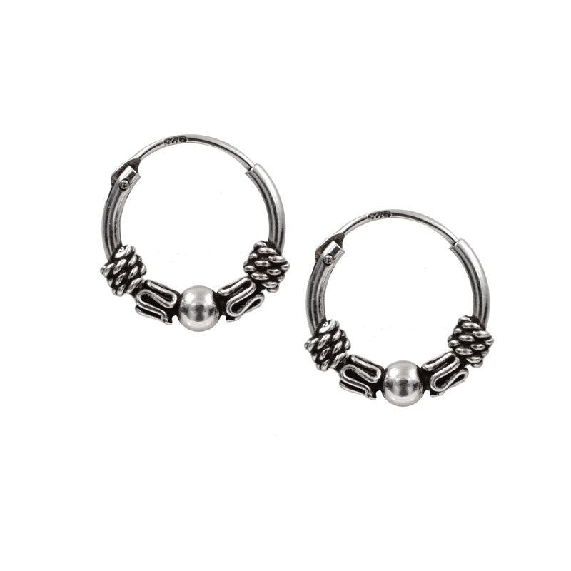 Bali Silver Hoop Earrings 'Dasa'