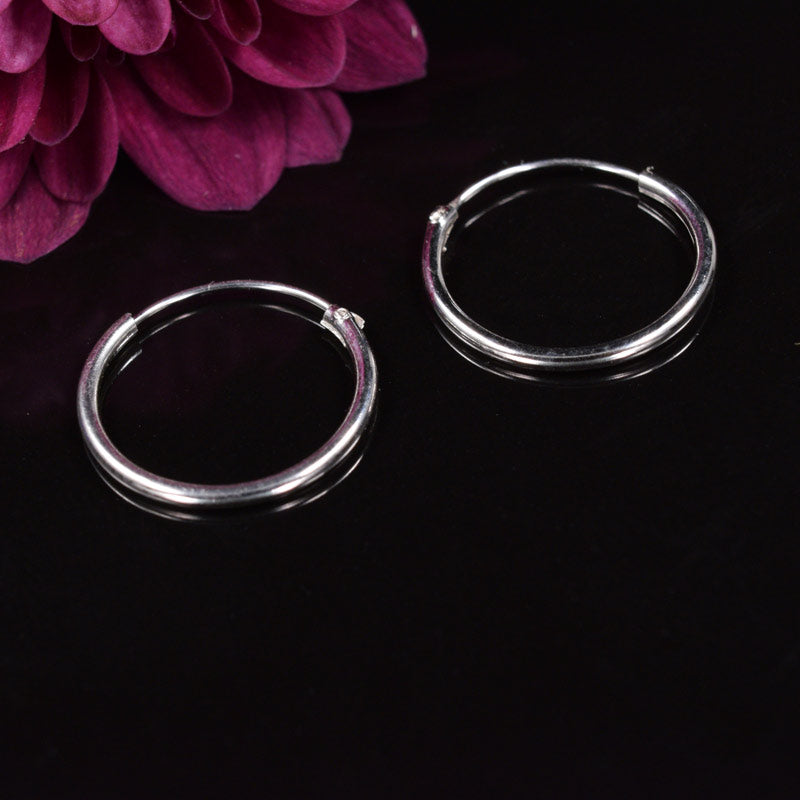 Medium Silver Hoop Earrings 14mm 