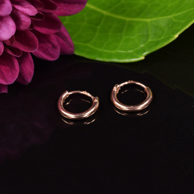 Small rose gold hoops sales