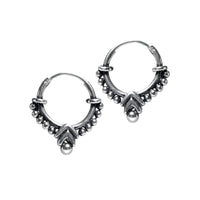 Silver Hoop Earrings with Chevron Design