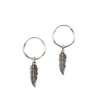Silver Feather Hoop Earrings