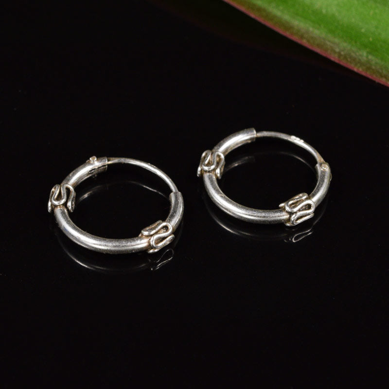 Simple Silver Bali Hoop Earrings