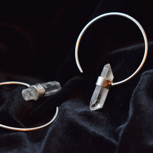 Crystal Hoop Earrings in Silver Plate 
