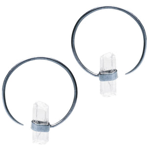 Crystal Hoop Earrings in Silver Plate