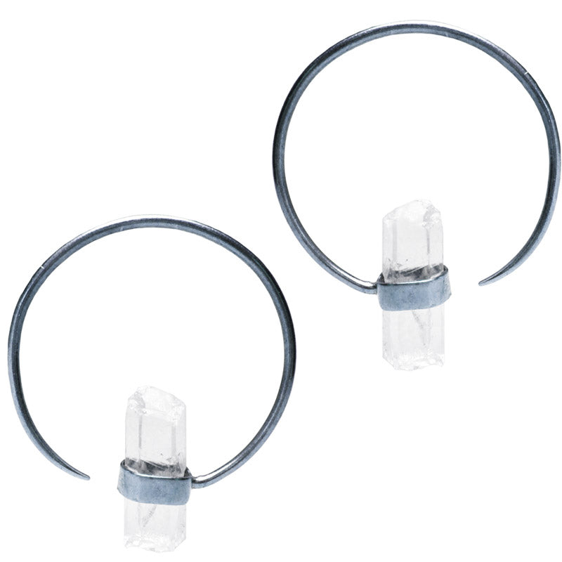 Crystal Hoop Earrings in Silver Plate