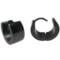 Black Steel Wide Huggies Earrings 'Versys'