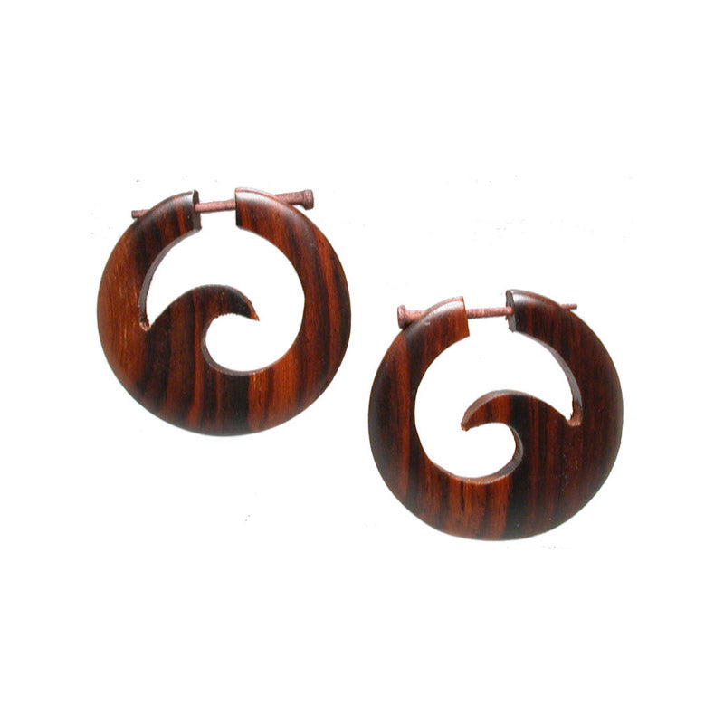 Wooden Earrings with Wave