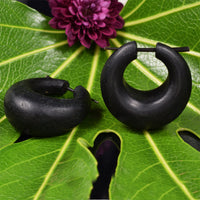 Tribal Wooden Hoop Earrings 