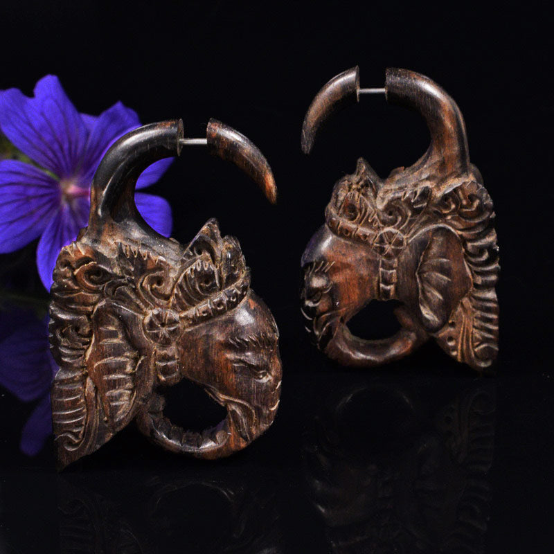 Wooden Elephant Earrings