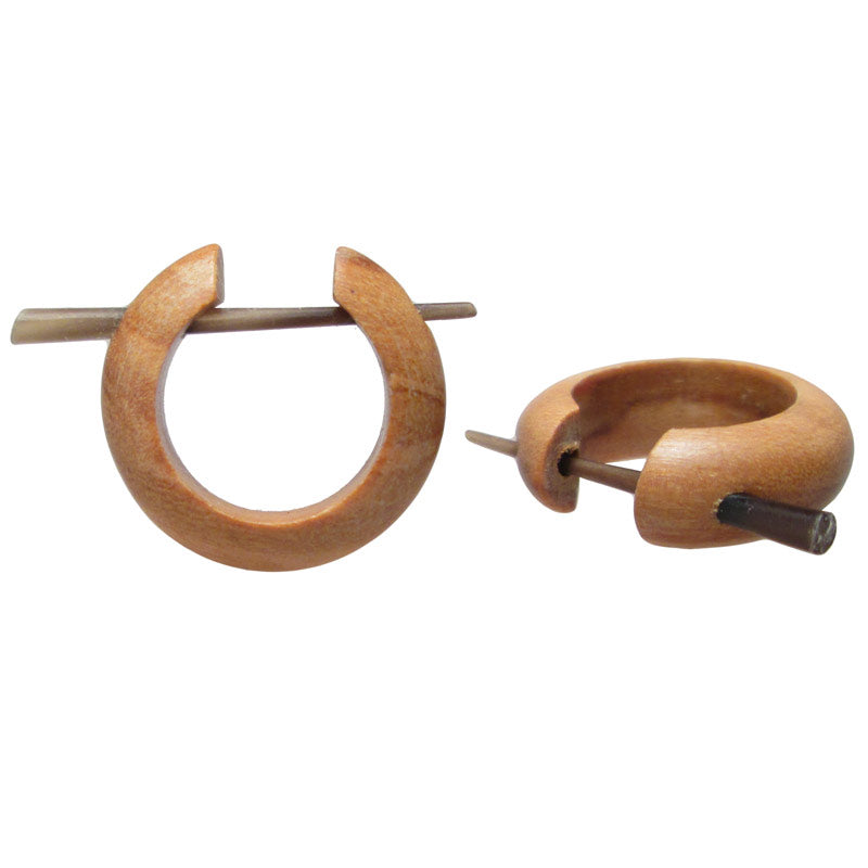 Olive Wood Huggies Style Earrings 'Banjwari'