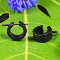 Huggies Style Tribal Earrings in Black Wood 
