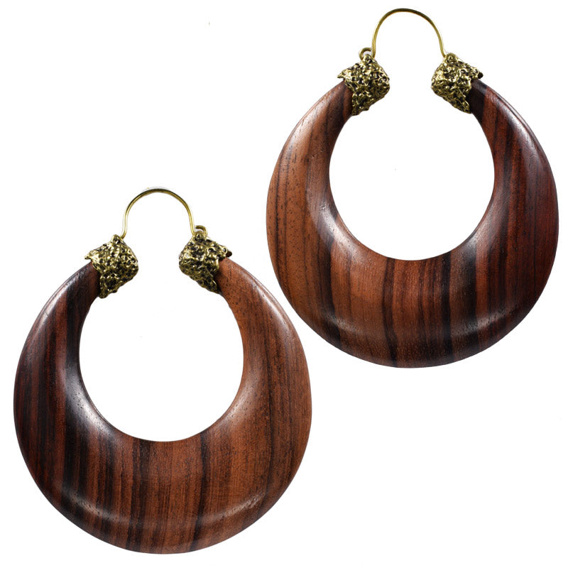 Large Wooden Crescent Earrings