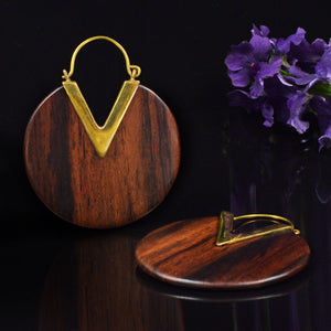 Wooden Earrings, Disc Earrings