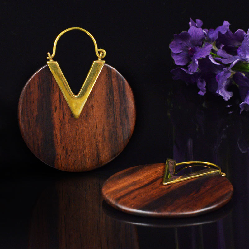 Wooden Earrings, Disc Earrings