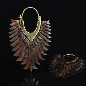 feathered wings wooden earrings