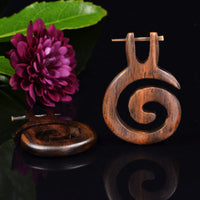 wooden spiral stick earrings
