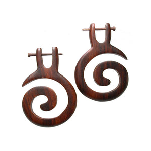 Wooden Spiral Tribal Earrings