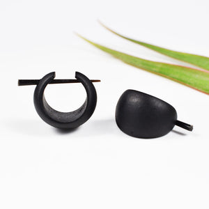Small Black Wood Stick Earrings Huggy Style