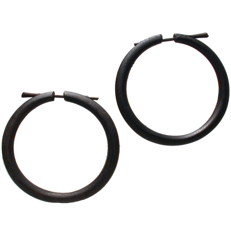 Wooden Hoop Pin Earrings