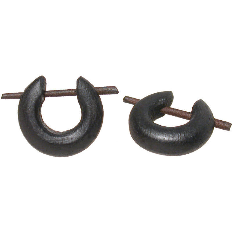 Wooden Hoop Tribal Earrings 'Mawar'