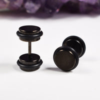 fake flesh plug in black steel