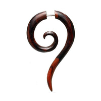 fake flesh plug ear stretcher spiral in wood