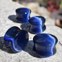 Deep Blue Cats Eye Flesh Plugs 