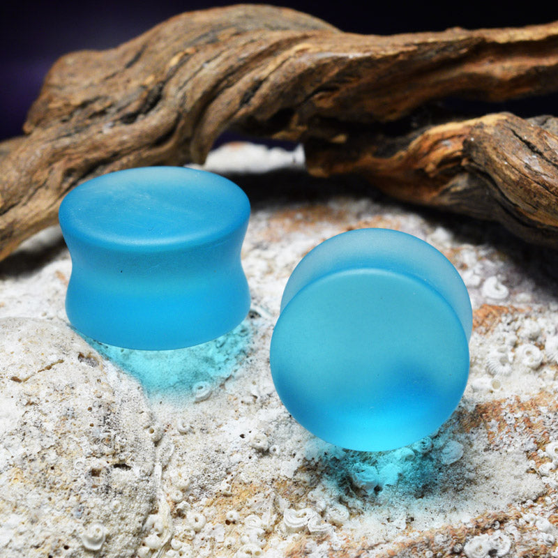 Aqua Sea Glass Flesh Plugs 