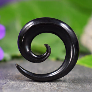 Spiral Earring for stretched ears, Ear Stretcher in Black