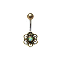 Tribal Navel Bar with Opalite Stone