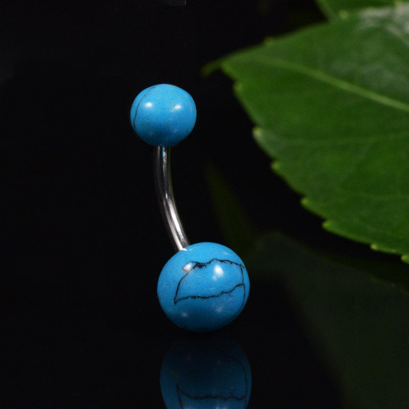 Natural Stone Turquoise Navel Bar 
