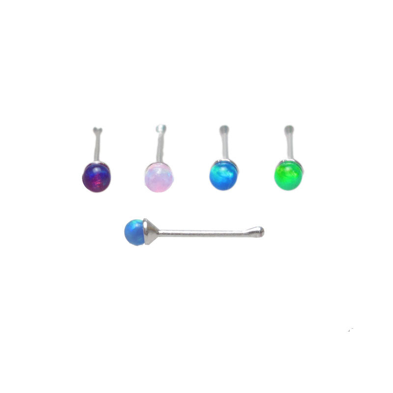 Sterling Silver Nose Pin with Opalite Stone