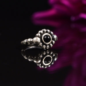 Silver Nose Ring with Onyx Stone 