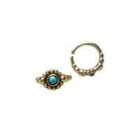 Brass Nose Ring with Turquoise Stone
