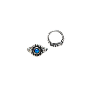 Indian Nose Ring, Silver with Blue Opal