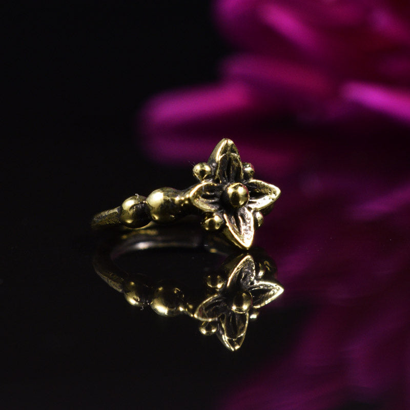Brass Nose Ring with Flower Design 