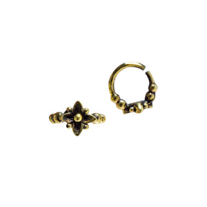 Brass Nose Ring with Flower Design