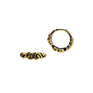 Brass Nose Ring with Double Spiral Design