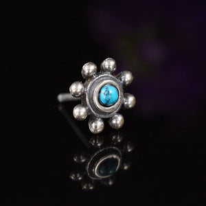 silver nose stud with turquoise stone